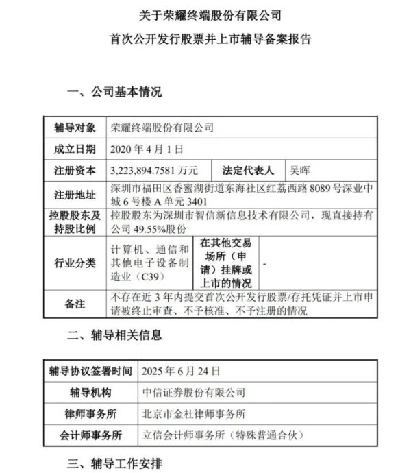 永利配资 荣耀开启IPO，A股将迎2000亿「AI终端第一股」？