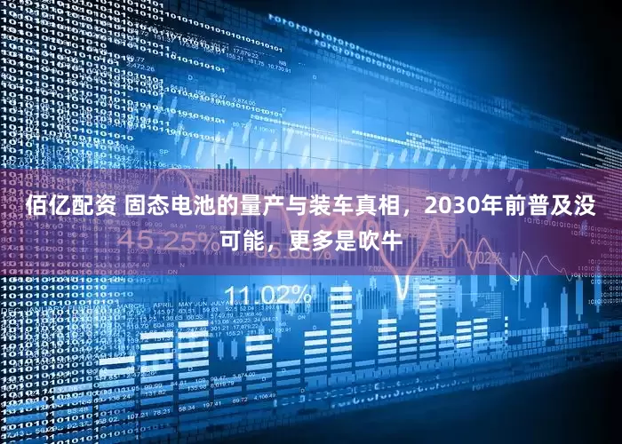 佰亿配资 固态电池的量产与装车真相，2030年前普及没可能，更多是吹牛